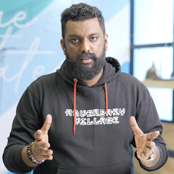 Abhijith B R in an Adversary Village hoodie