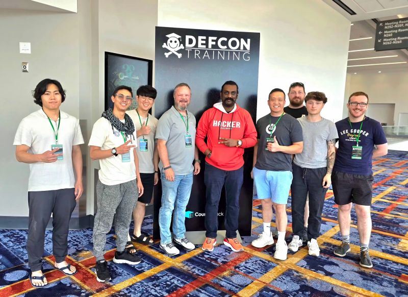 Abhijith B R with DEF CON Training students in Las Vegas, 2025